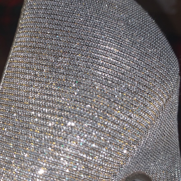 Silver and Gold Shimmery Open Toe Pumps - Picture 6 of 6